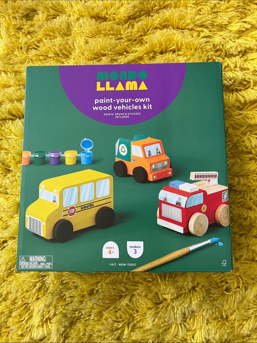 Paint-Your-Own Wooden Vehicles - Mondo Llama™: DIY Art Kit with Stickers & Paint